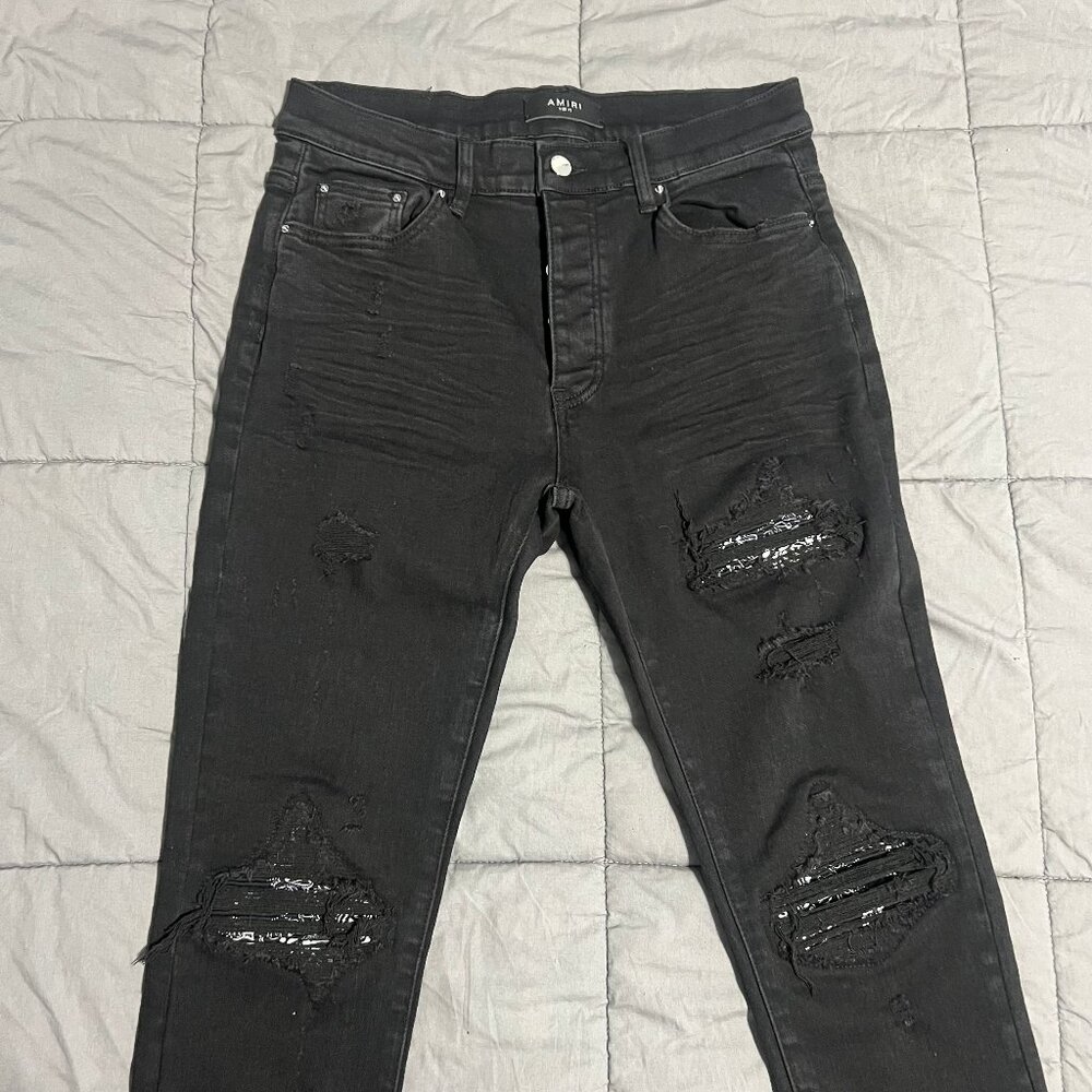 AMIRI Black Bandana MX1 Skinny Jeans Size 32